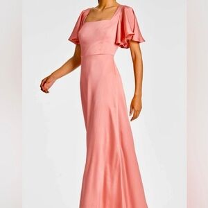 Sachin + Babi Pink/Peach Flutter Sleeve Maxi Gown